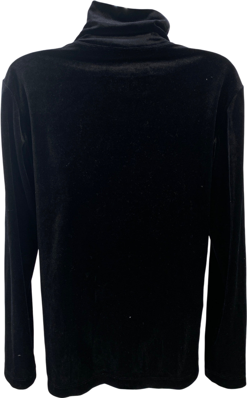 Chico’s Design Women’s Black Velour Mock Neck Long Sleeve Blouse - 1/US M