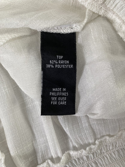 BCX Women’s White Cold Shoulder Boho Style Sheer Top - L