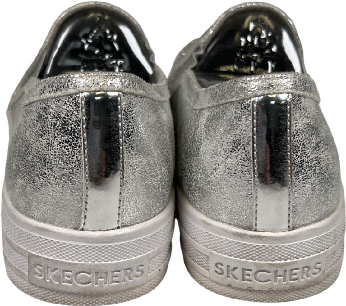 Skechers Women’s Silver Metallic Shiny Dancer Street Loafer Shoes - 8.5