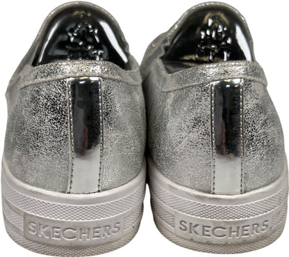Skechers Women’s Silver Metallic Shiny Dancer Street Loafer Shoes - 8.5