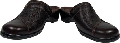 Clarks Women’s Brown Leather Slip On Clogs - 8