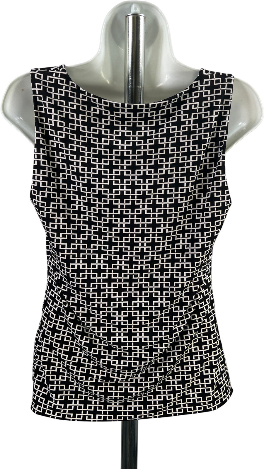 White House Black Market Women’s Black/White Sleeveless Drape Neck Tank Top - S