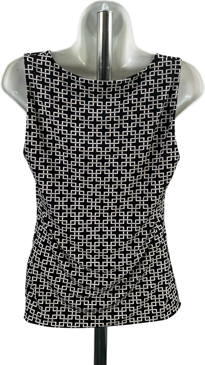 White House Black Market Women’s Black/White Sleeveless Drape Neck Tank Top - S