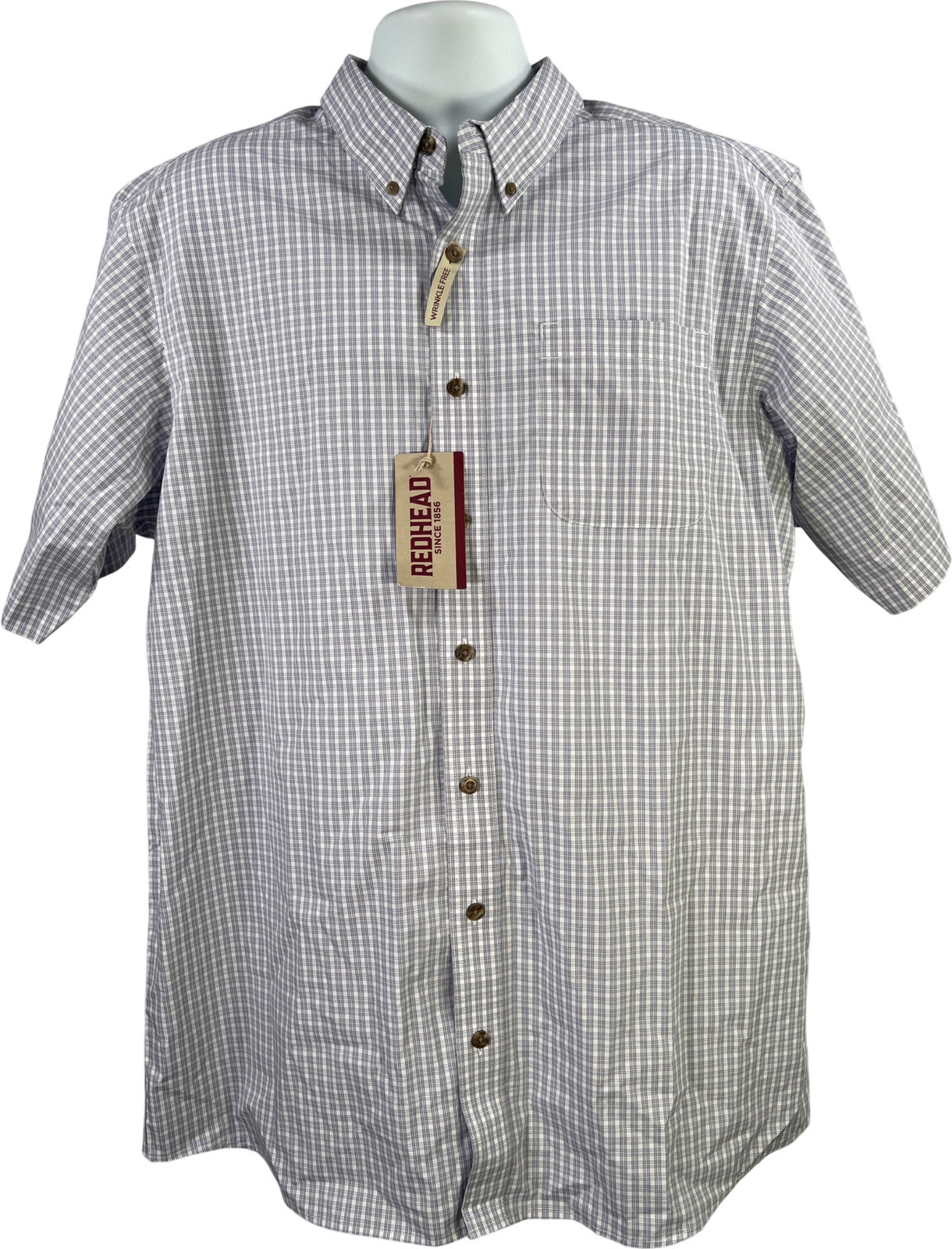 RedHead Men’s Gray/Blue Plaid Short Sleeve Button Up Shirt - XL Tall