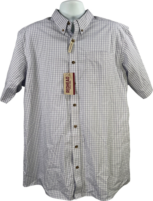 RedHead Men’s Gray/Blue Plaid Short Sleeve Button Up Shirt - XL Tall