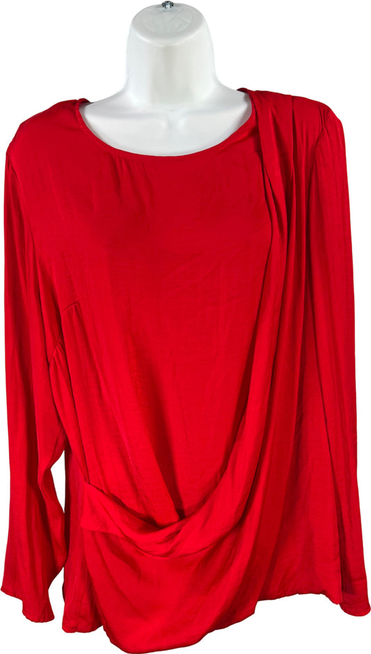 Worthington Women’s Red Wrap Front Long Sleeve Blouse - L