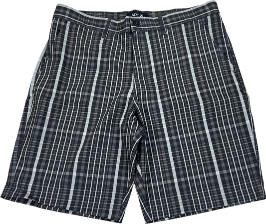 NEW Apt 9 Men’s Black/Gray Plaid Pivot Hybrid Shorts - 34