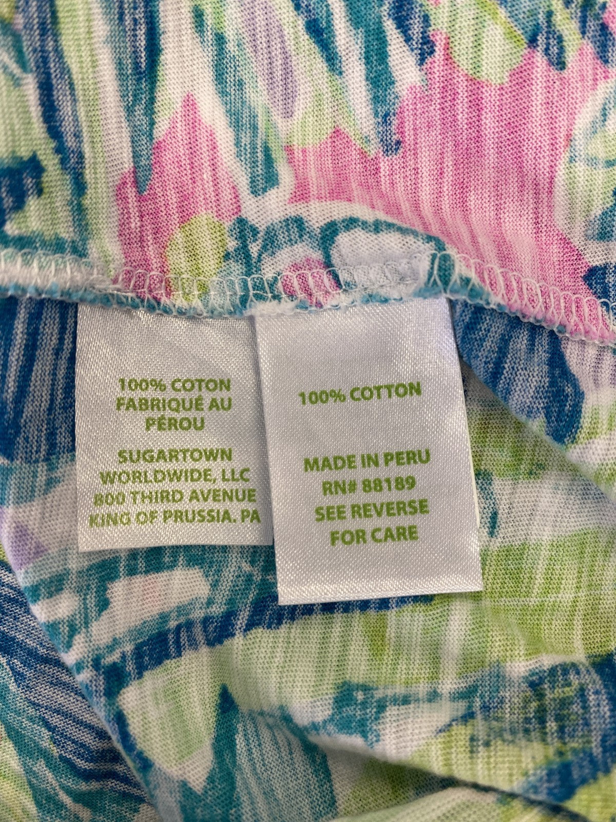 Lily Pulitzer Women’s Blue Tropical Print Short Sleeve V-Neck T-Shirt - XXS