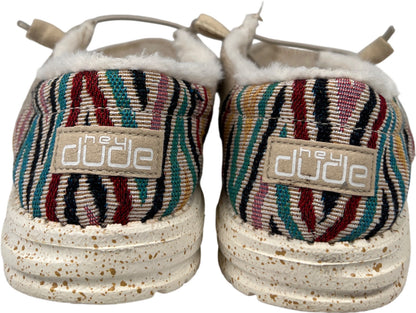 HeyDude Women’s Beige Funk Wool Wendy Lined Slip On Shoes - 8