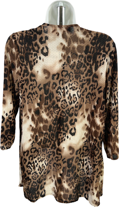 Chico’s Women’s Brown Animal Print 3/4 Sleeve Lightweight Draped Jacket - 0/US S