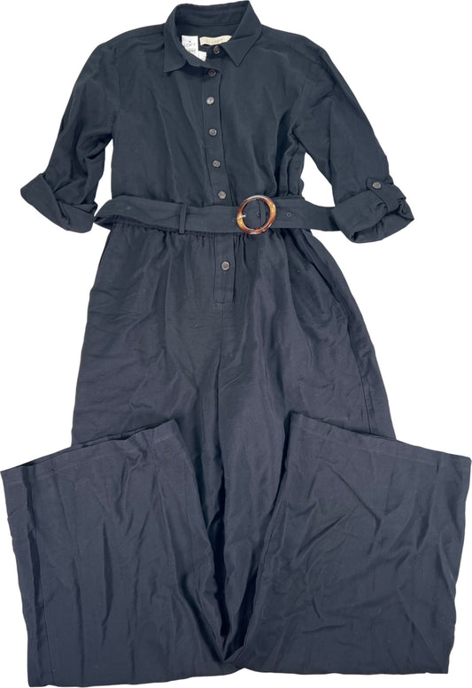 LOFT Women’s Black Long Sleeve Belted Slim Leg Jumpsuit - 4