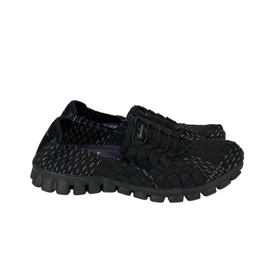 Skechers Women's Black Stretch Weave Slip On Walking Shoes - 9.5