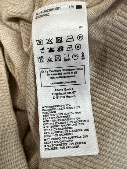 Allude Women’s Beige Cashmere Blend Long Sleeve Cardigan Sweater - M