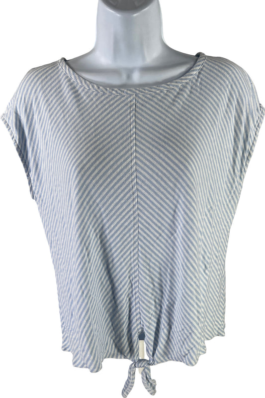 J. Jill Women’s Blue Striped Tie Front Shirt - Petite M