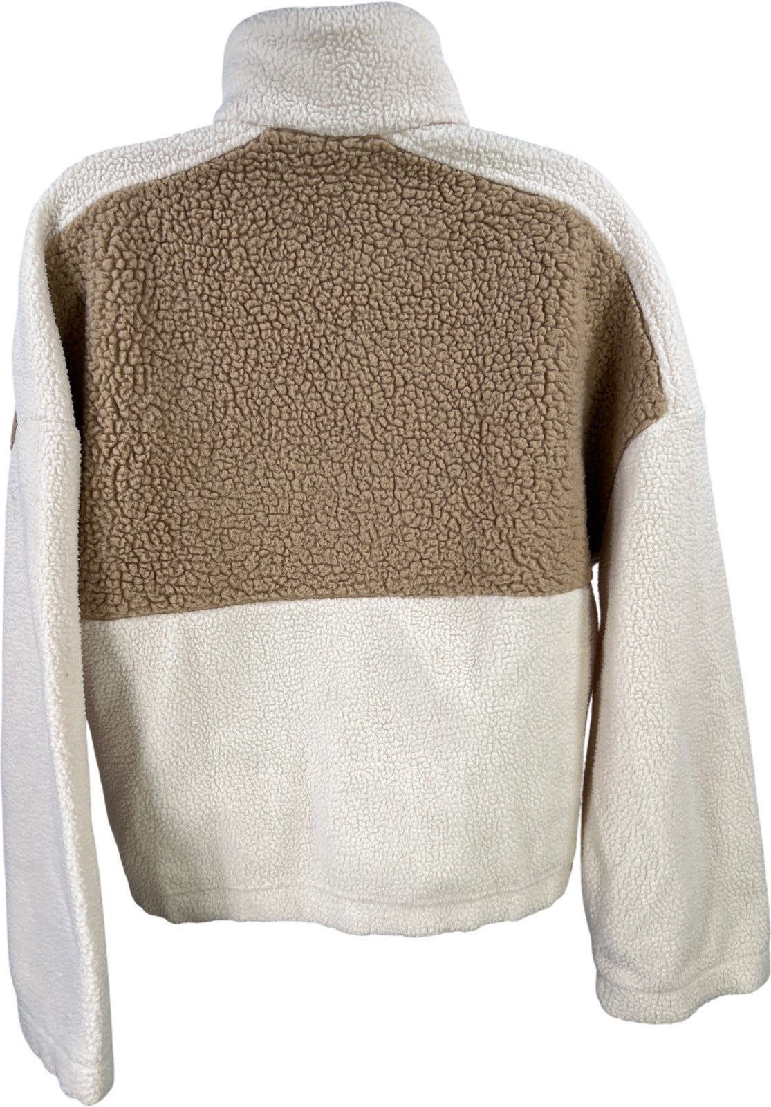 Columbia Women’s Ivory/Brown 1/2 Snap Pullover Sherpa Jacket - M