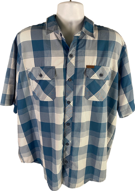 Orvis Men’s Blue/White Plaid Short Sleeve Button Up Shirt - XXL