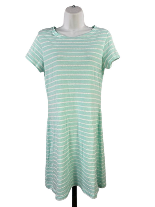 STS Sail to Sable Women's Blue Striped Short Sleeve Shirt Dress - M