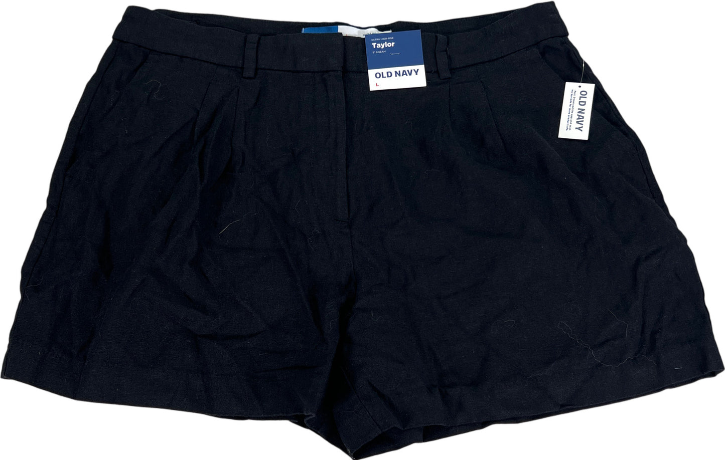Old Navy Women’s Black Linen Taylor Adjustable Waist 5&quot; Shorts - L
