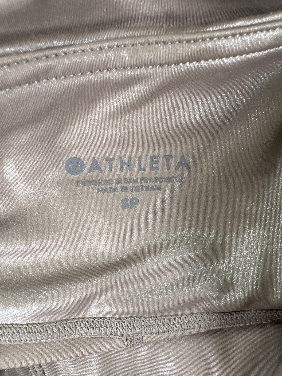 Athleta Women’s Beige Shimmer Elation Powervita Tight Leggings - S Petite