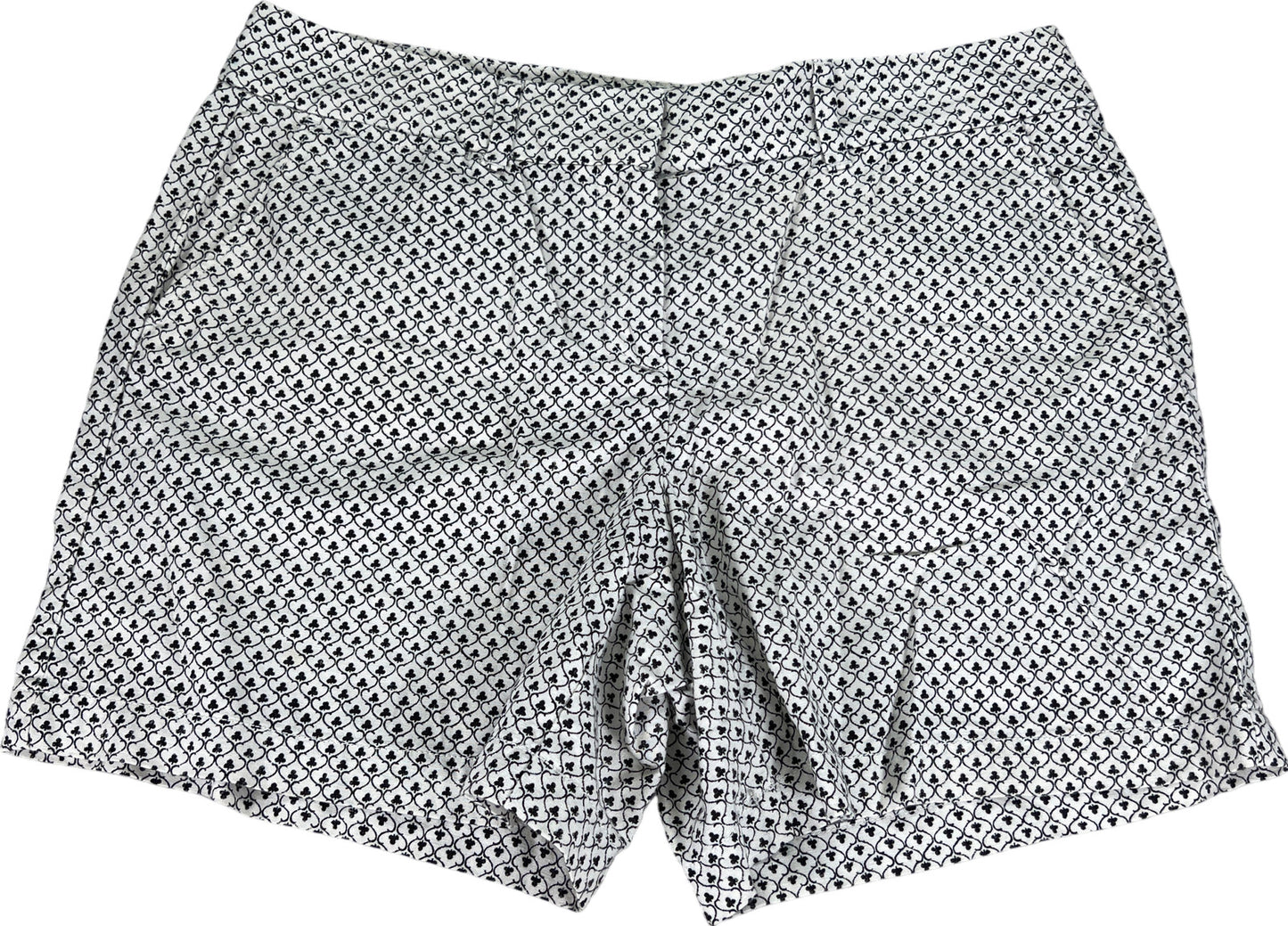 LOFT Women’s White/Black Clover Print Linen Shorts - 10