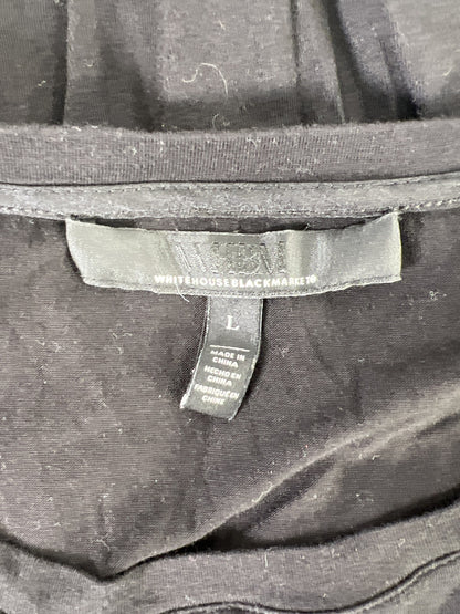 White House Black Market Women’s Black Short Embroidered Sleeve T-Shirt - L