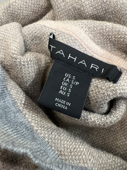 Tahari Women’s Beige/Gray Camouflage Long Sleeve Funnel Neck Sweatshirt - S