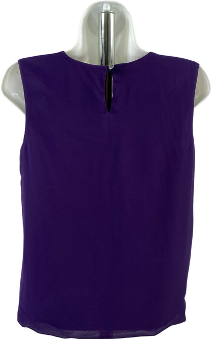 Calvin Klein Women’s Purple Pleated Front Sleeveless Blouse - S