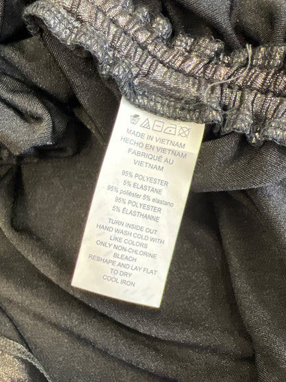 Michael Kors Women’s Black Metallic Cinched Front V-Neck Shirt - M