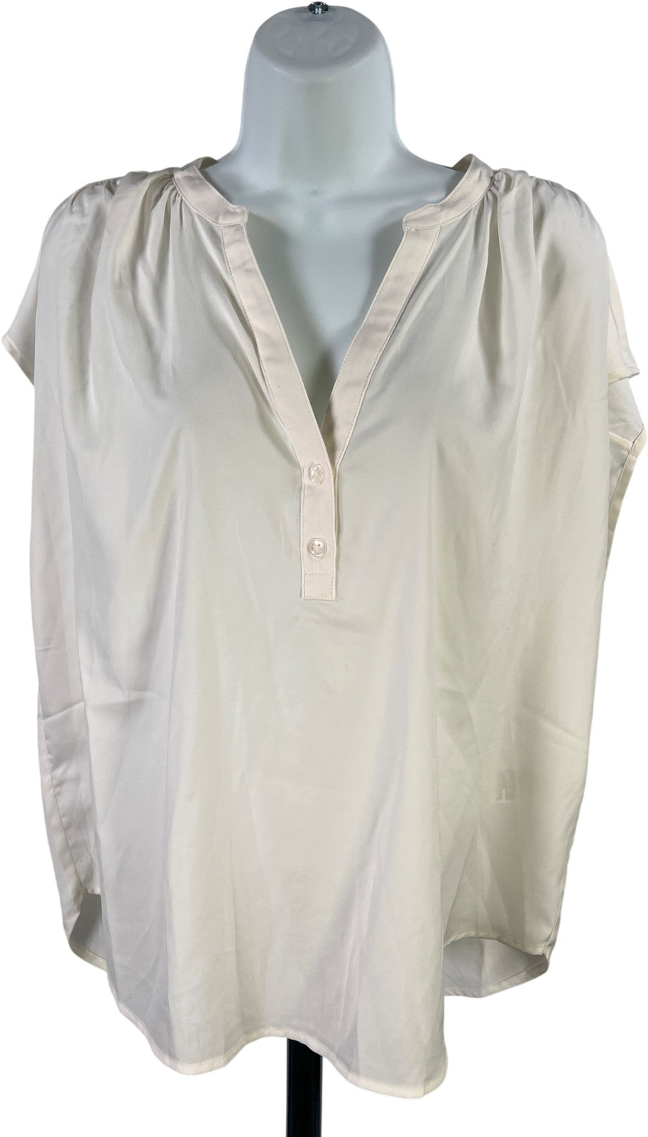 Banana Republic Women’s White Satin Sleeveless V-Neck Blouse - L