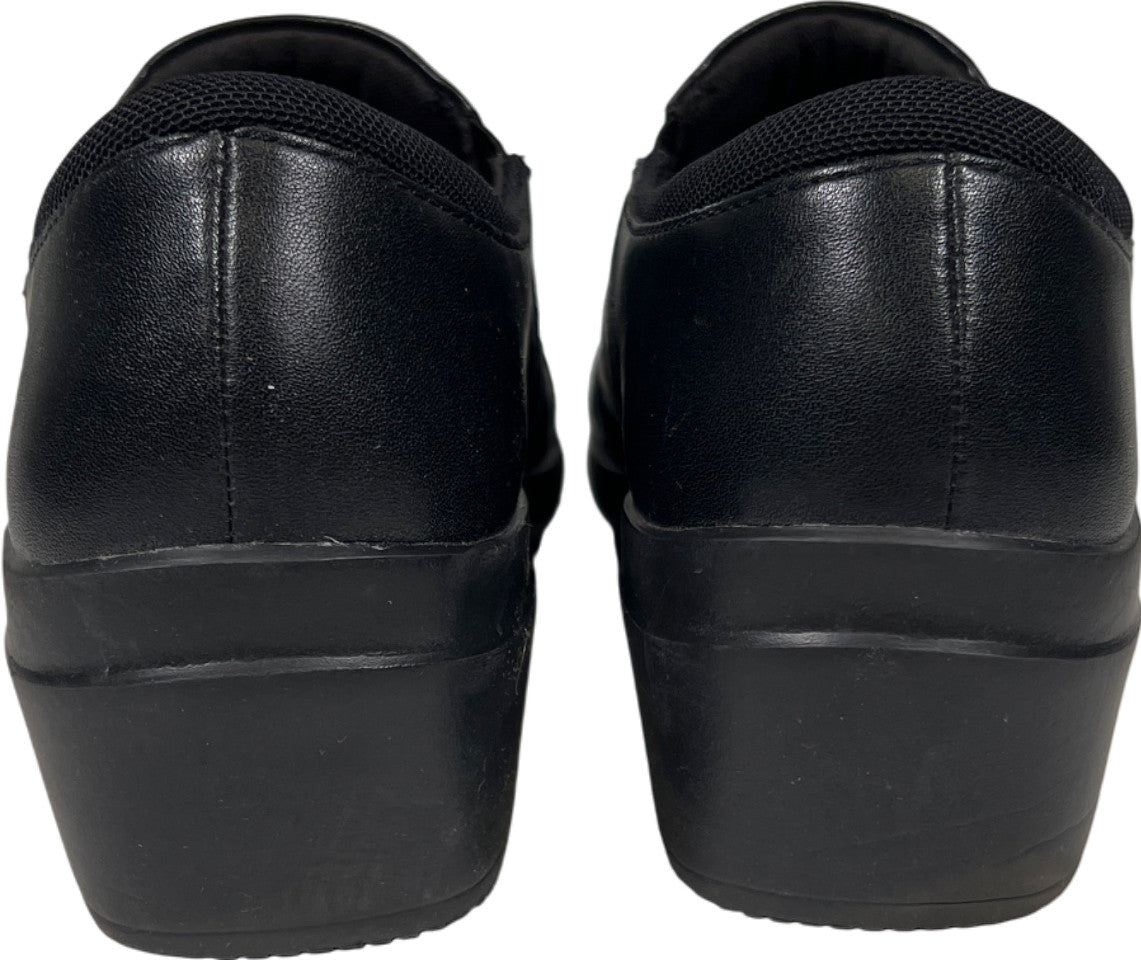 Clarks Collection Women’s Black Leather Slip On Walking Shoes - 8.5