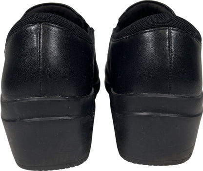 Clarks Collection Women’s Black Leather Slip On Walking Shoes - 8.5