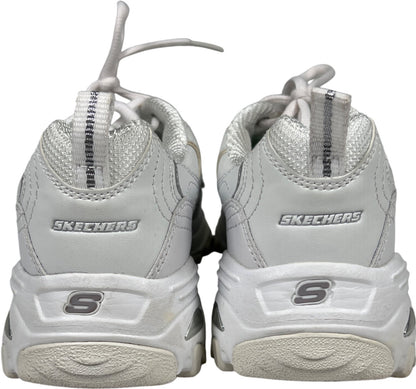 Skechers Women’s White D’Lites Leather Lace Up Walking Sneakers - 7