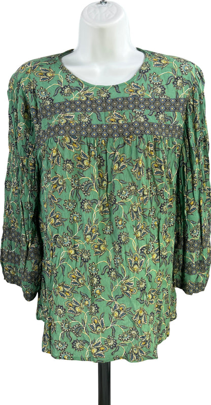 J.Jill Women’s Green Paisley 3/4 Sleeve Button Up Blouse - XS