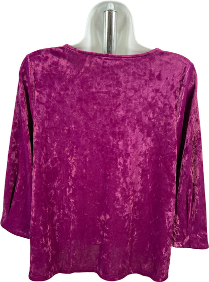 J.Jill Women’s Purple 3/4 Sleeve Velour Blouse - S