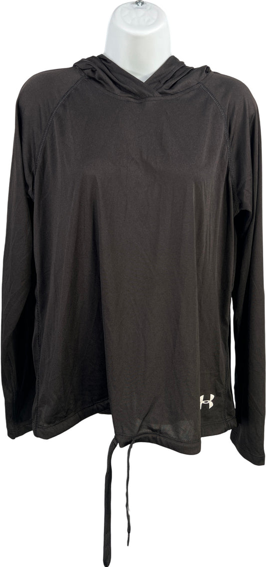 Under Armour Women’s Black Loose Fit HeatGear Hooded Athletic Shirt - S
