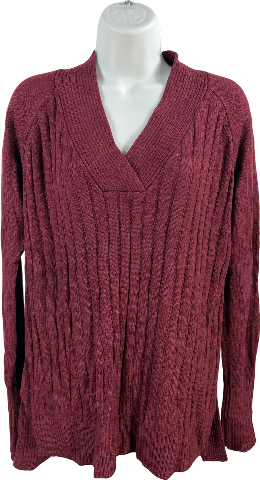 White House Black Market Women’s Burgundy Red Long Sleeve Sweater - S
