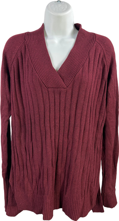 White House Black Market Women’s Burgundy Red Long Sleeve Sweater - S
