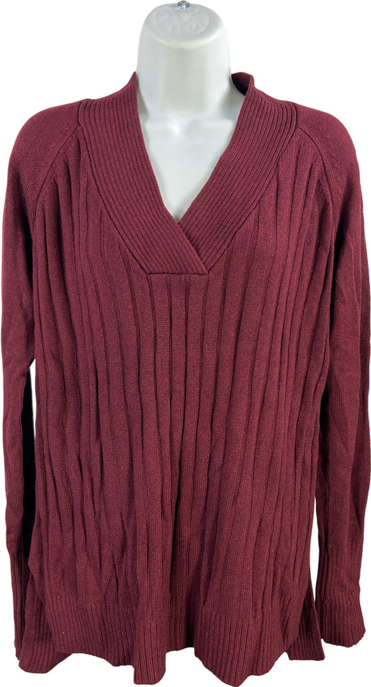 White House Black Market Women’s Burgundy Red Long Sleeve Sweater - S