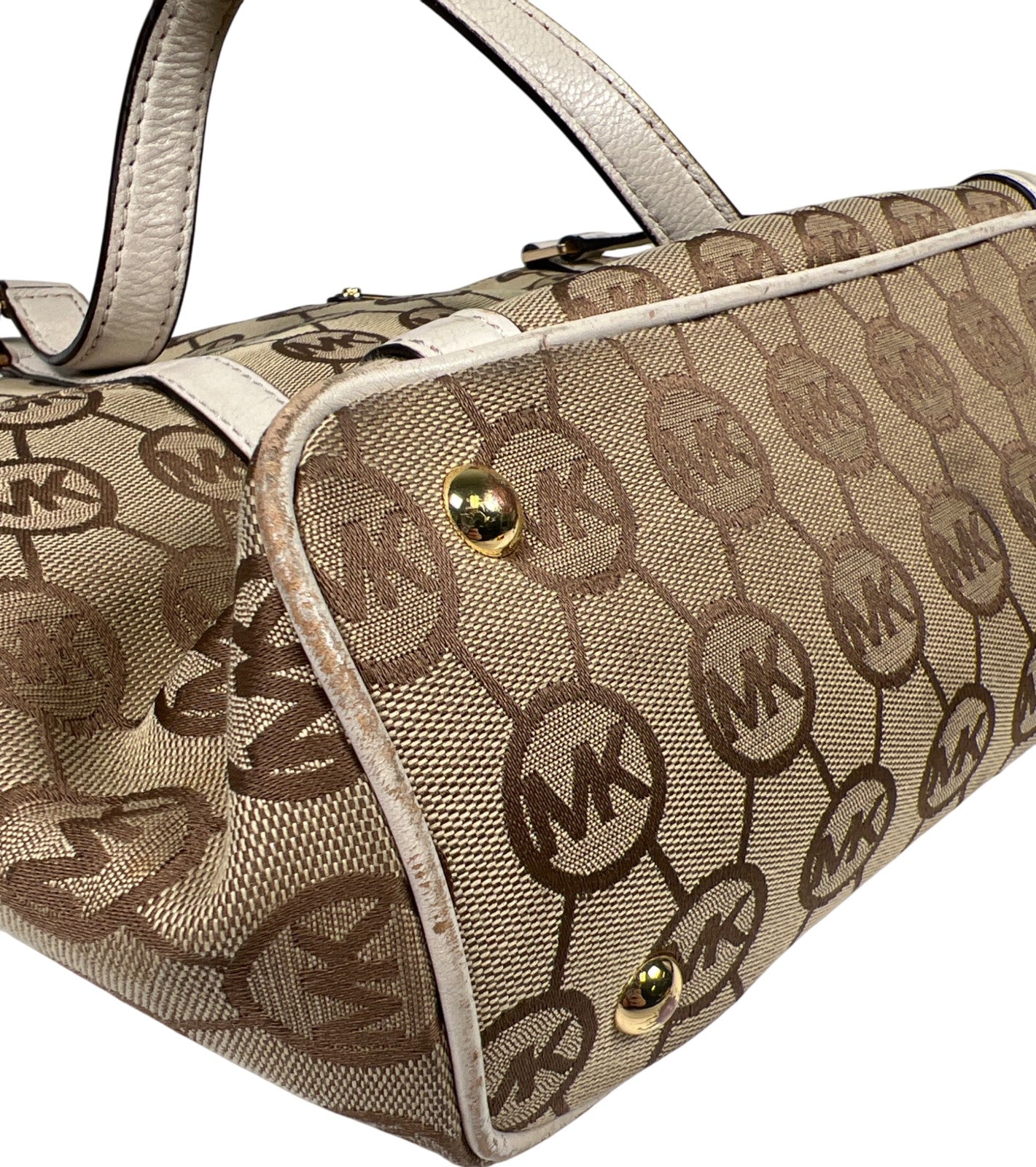 Michael Kors Women’s Beige Logo Canvas Jet Set East/West Shoulder Bag Purse