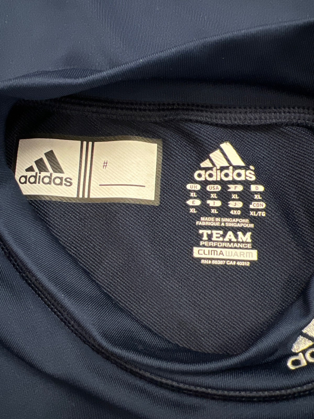 Adidas Team Men’s Blue Mock Neck Performance Long Sleeve Athletic Shirt - XL