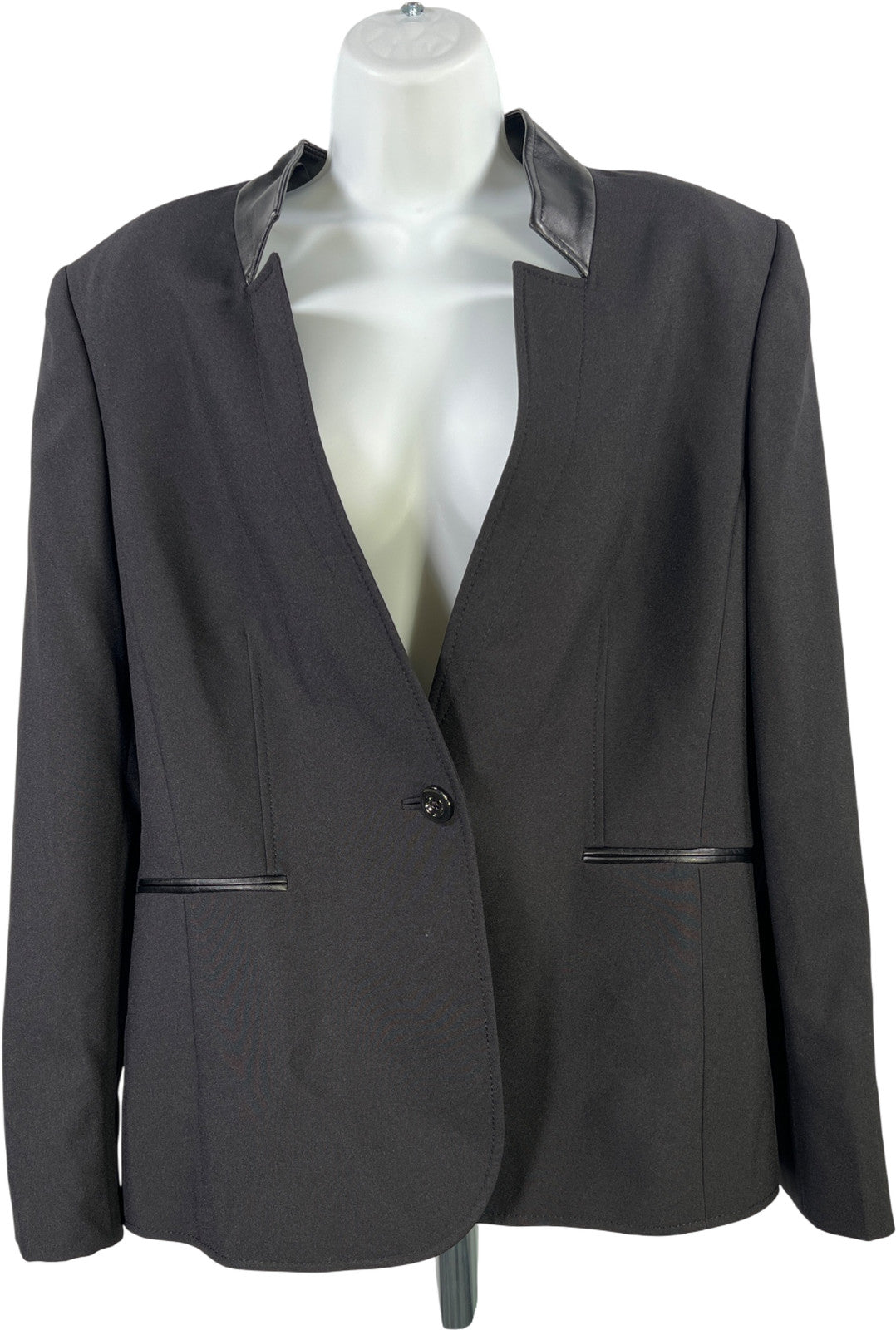 Tahari Women’s Black Long Sleeve One Button Blazer Jacket - 14