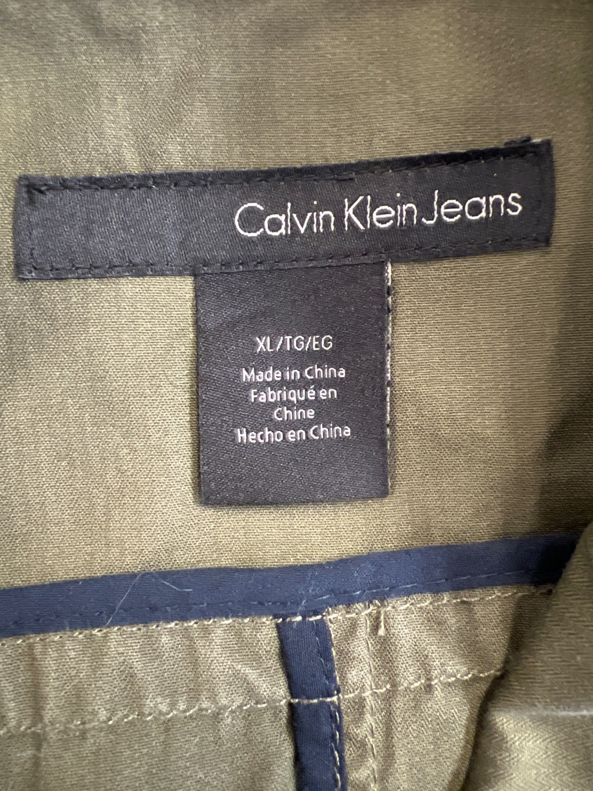 Calvin Klein Women’s Green Studded Full Zip 3/4 Roll Sleeve Military Jacket - XL