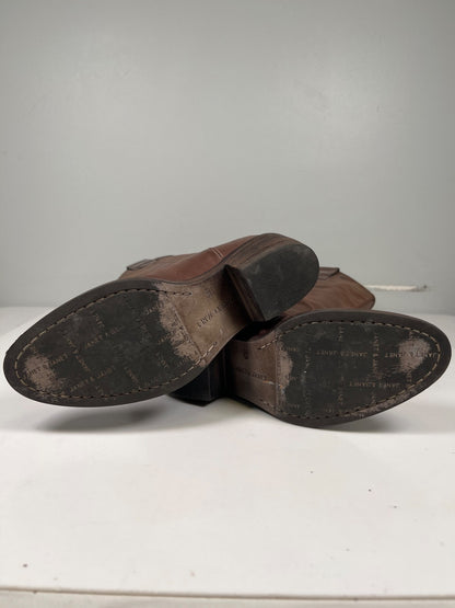 Janet and Janet Women’s Brown Leather Heeled Fashion Western Boots - 38/US 7