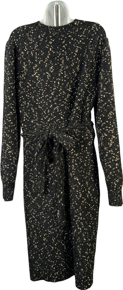Ann Taylor Women’s Black/Gold Metallic Long Sleeve Sweater Dress - XL Petite