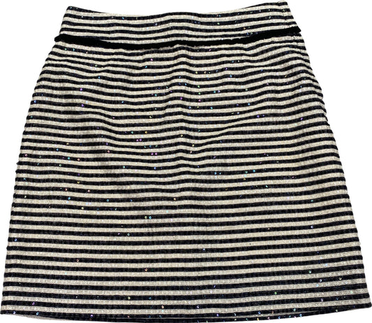 Kate Spade Women’s Black/White Striped Sequin Straight Skirt - 0
