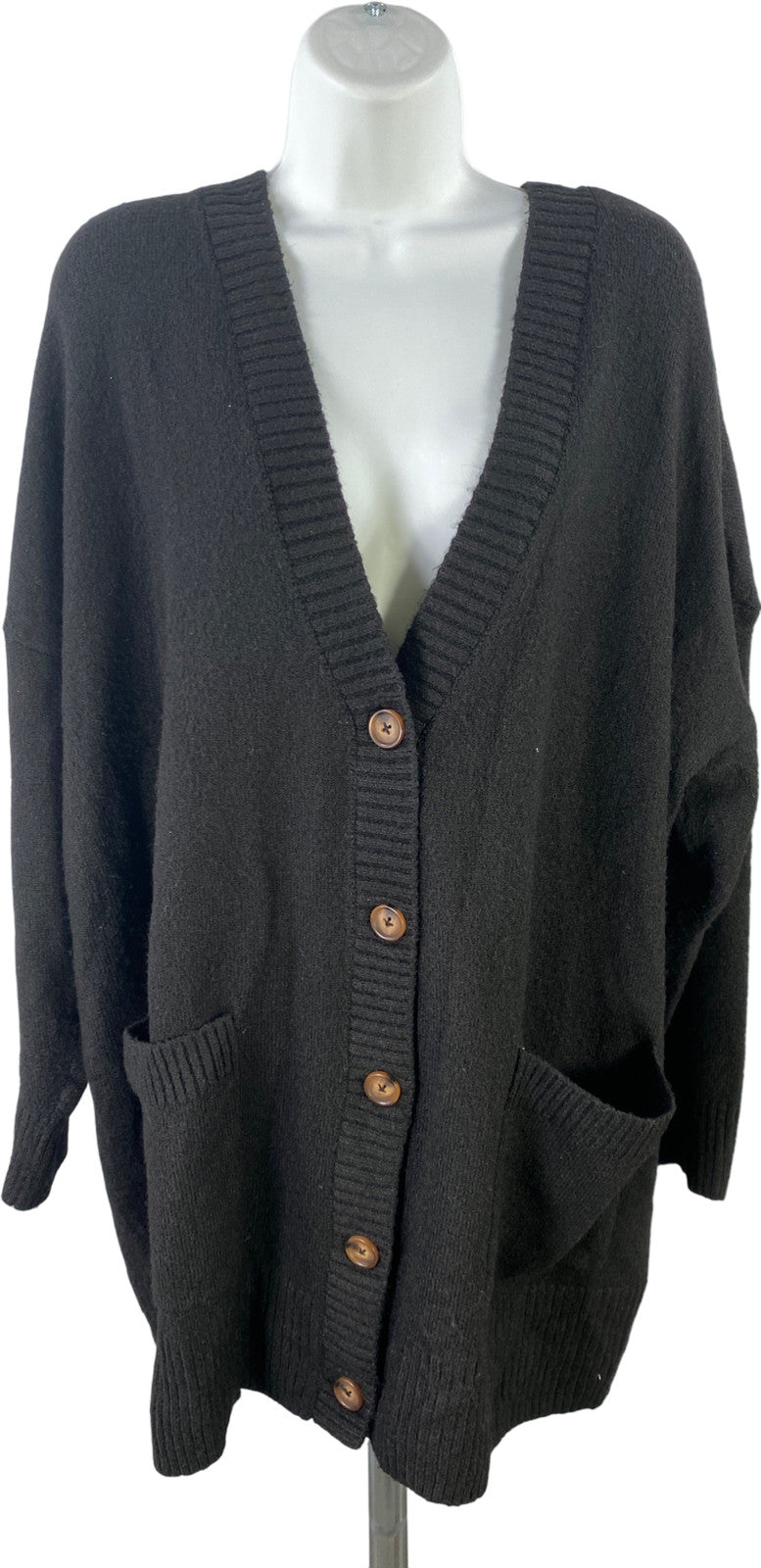 Torrid Women’s Black Plush Long Sleeve Button Up Cardigan Sweater - Plus 2