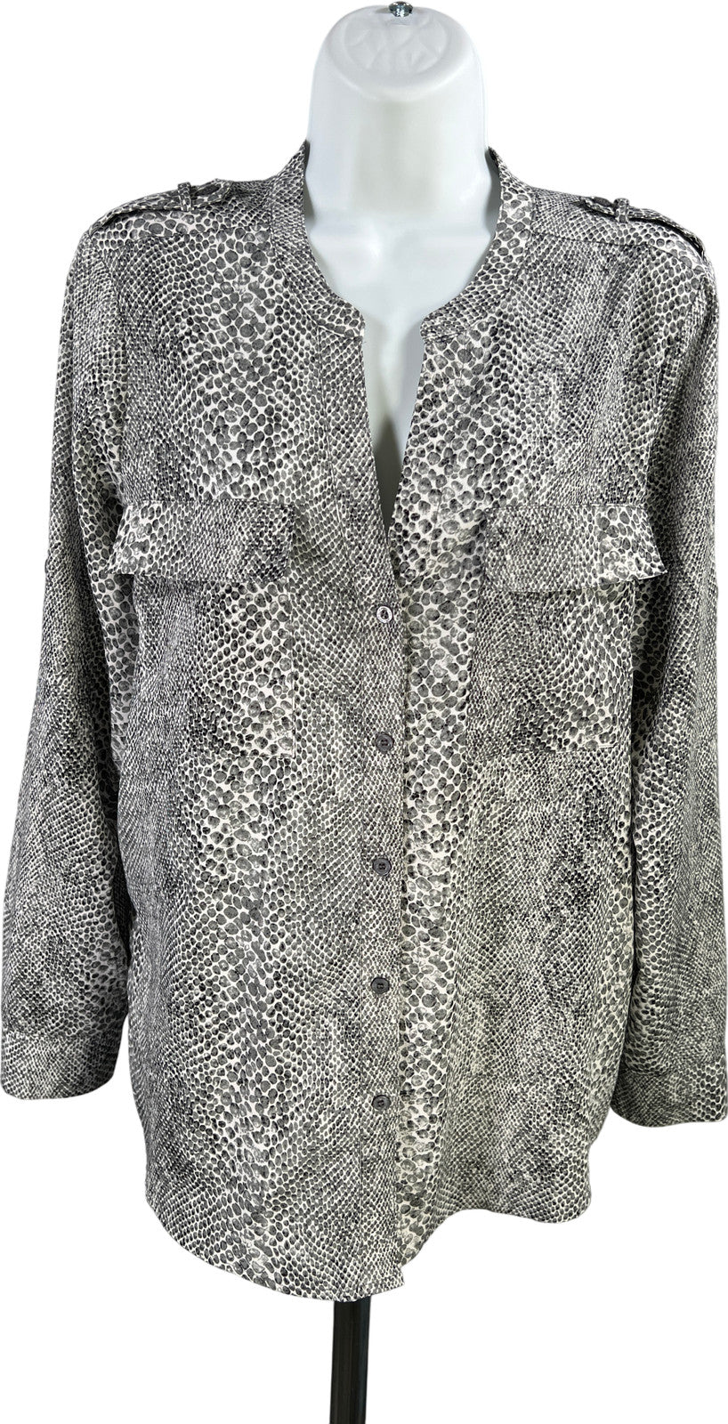 Calvin Klein Women’s Gray Long Sleeve Button Up Blouse - M