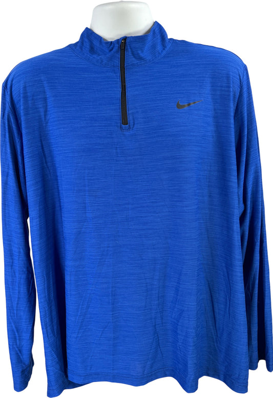 Nike Men’s Blue Dri-Fit Long Sleeve 1/4 Zip Breathe Pullover Athletic Shirt - XL