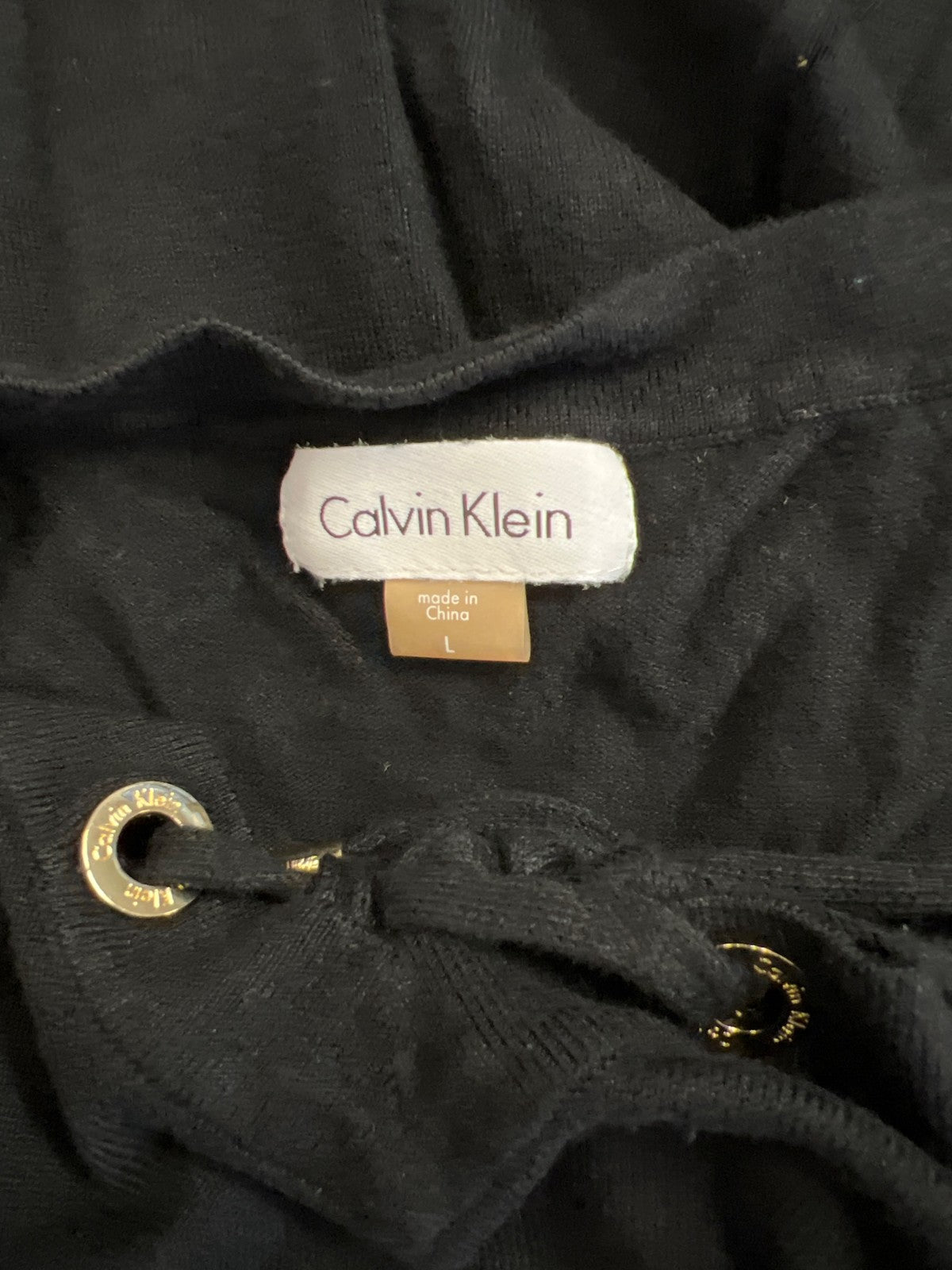 Calvin Klein Women’s Black 3/4 Zip Sleeve Criss Cross Front Sweater Dress - L