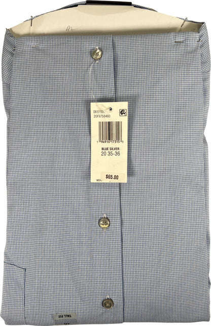 Van Heusen Men’s Blue Plaid Stain Shield Button Up Dress Shirt - 20/ 35-36